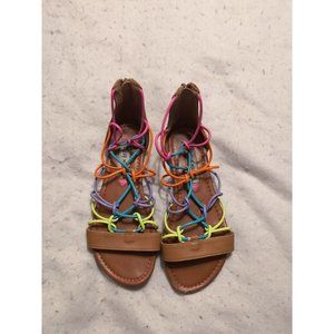 Steve Madden JTina Girls Rainbow Gladiator Sandals Size 3 Back Zip READ